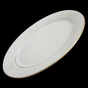 Noritake Dearest 2034 Oval Platter 12x9” Contemporary Fine China Japan Gold Trim